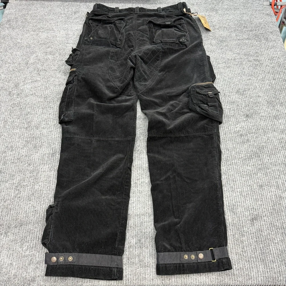 Vtg Polo Ralph Lauren Cargo Pants Mens 34x32 Black Paratrooper Corduroy Military